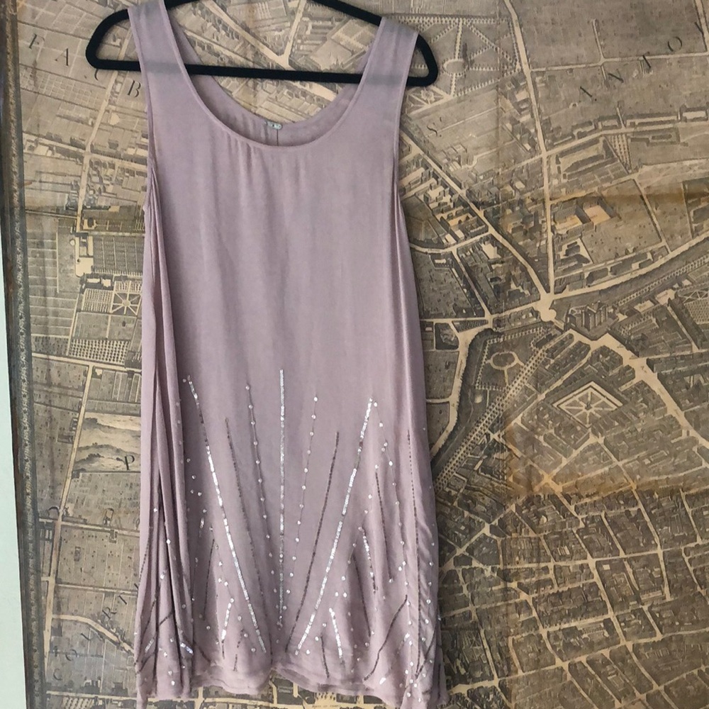 Chan luu sheer hand beaded dress/ swimsuit coverup